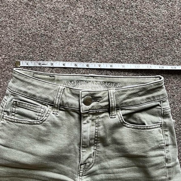 American Eagle Super Super Stretch Green Hi-Rise Shortie Shorts Women’s size 00 - Picture 6 of 7